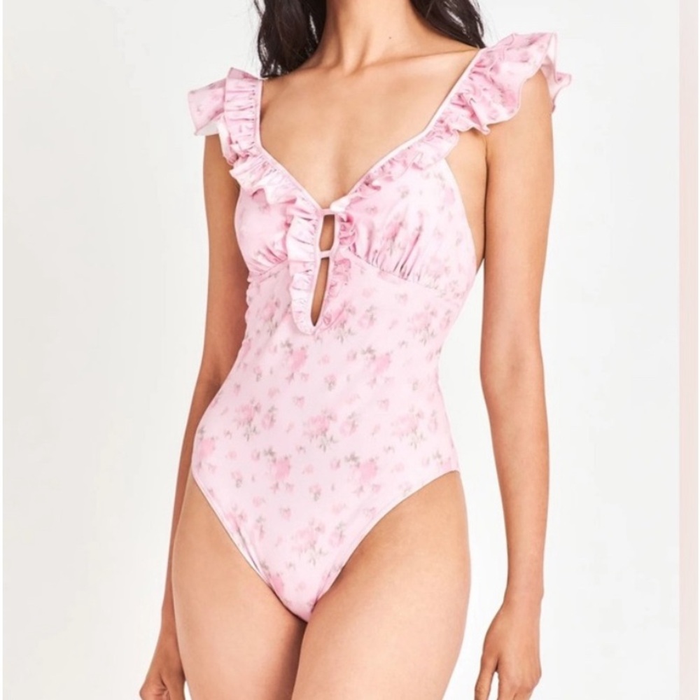 LoveShackFancy Tibbi One Piece Swim SeaShell XS